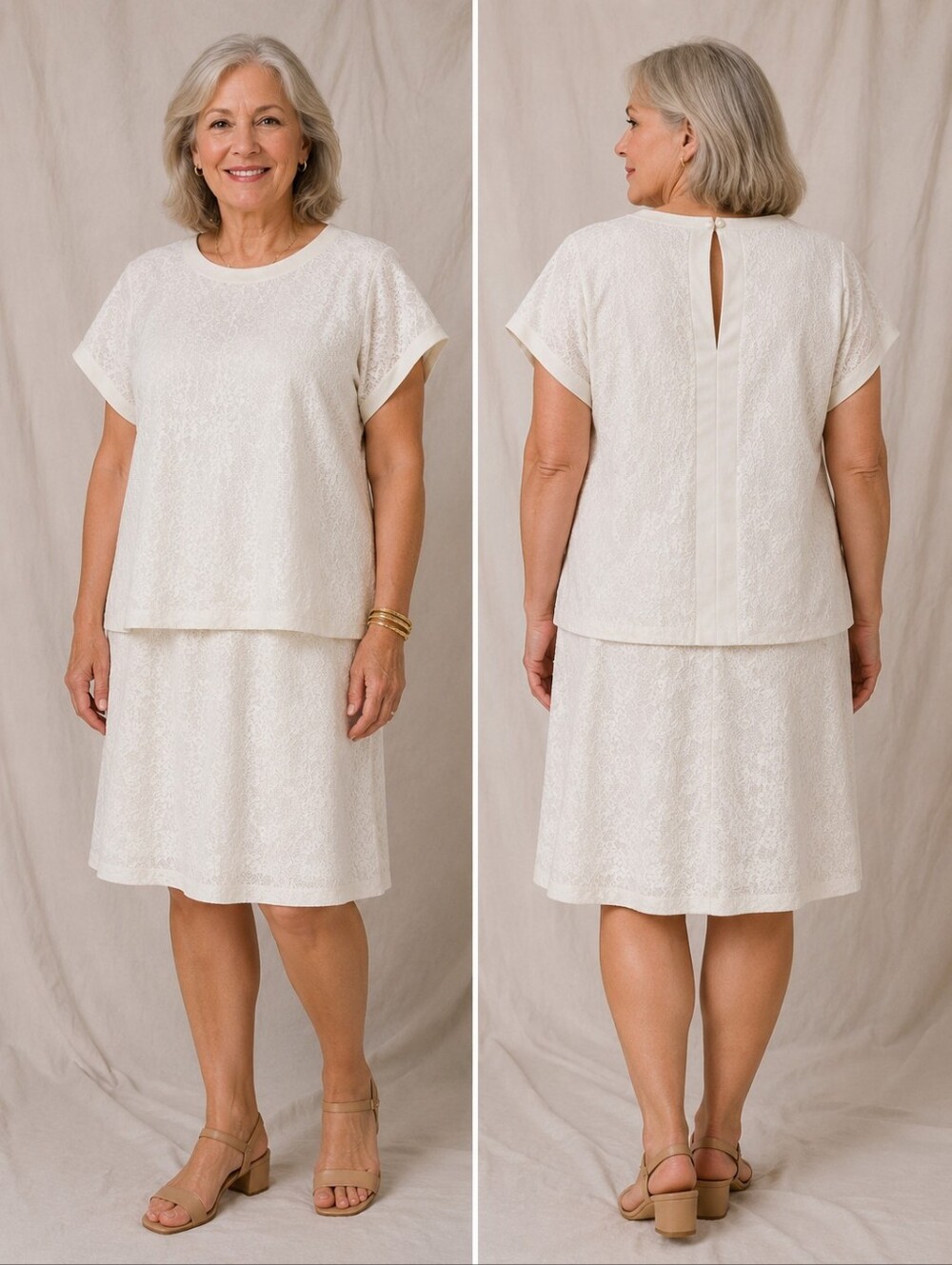 🍐Anne Klein White Lace Dress – Size 8